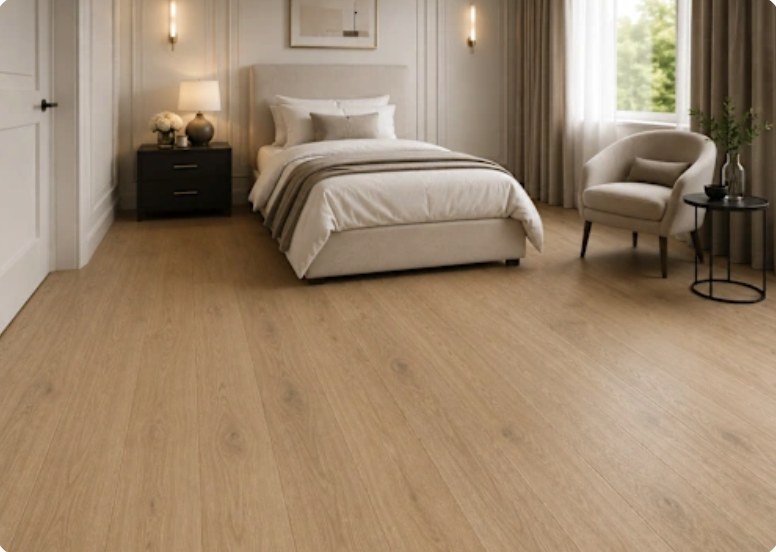 PO-595 LIGHT WALNUT OAK installed in a room