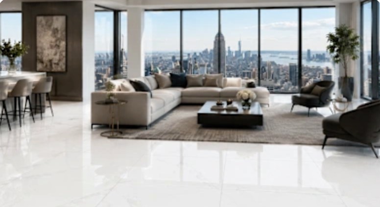 MARBLE CARRARA 48X48 installed in a room
